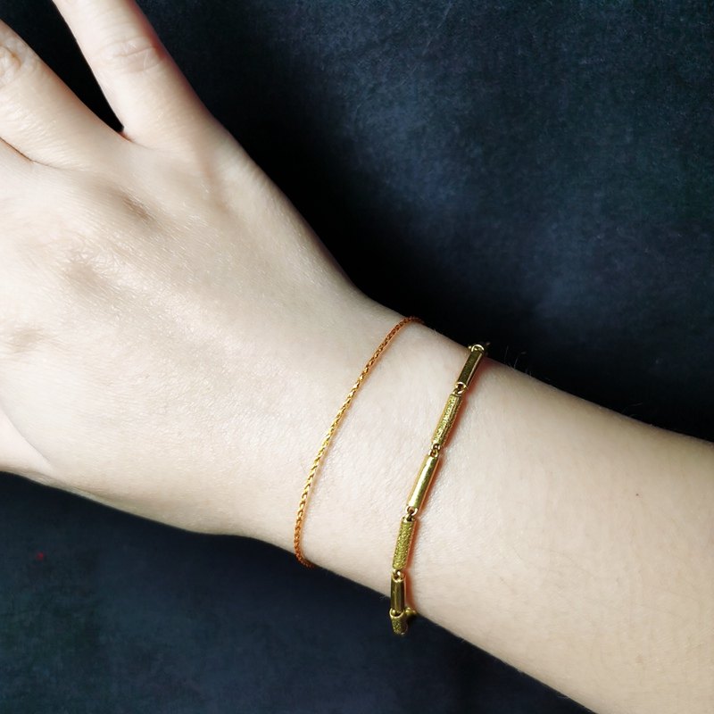 定制原创纯编织手编0.8mm极细四股金线手绳脚链/单条价