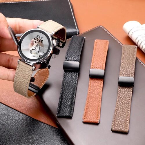 小米watchS4荔枝纹真皮手表带
