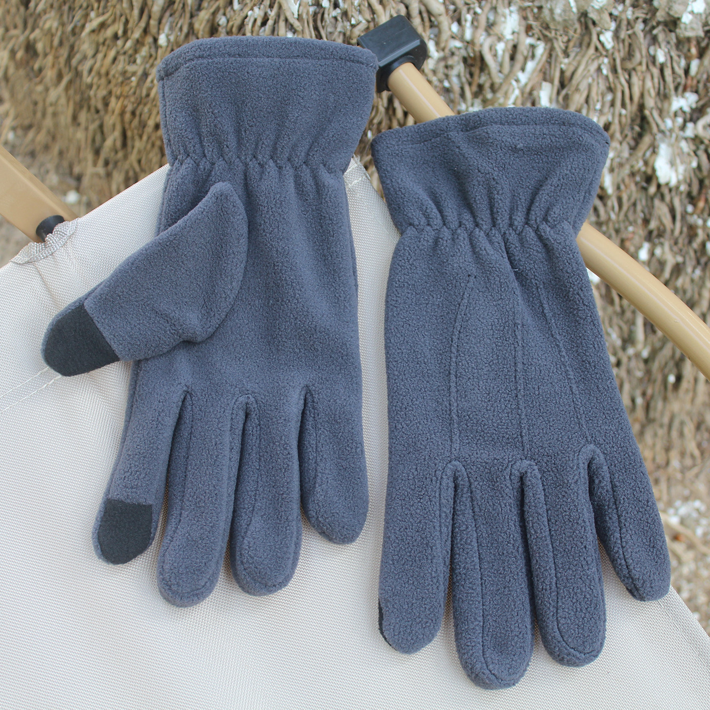 秋冬男士保暖手套抓绒触屏毛绒防寒开车骑行徒步跑步户外防风手套