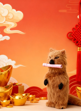 仿真黄鼠狼摆件黄家黄皮子玩偶摆件仿真动物黄鼬工艺品身可摆可烧