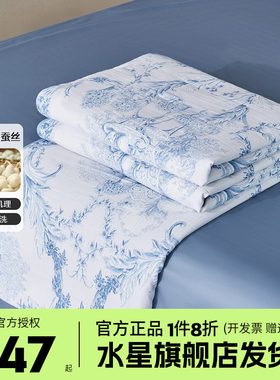 （微瑕品）水星蚕丝夏被A抑菌夏凉被子凉感空调被芯南·蓝调庄园