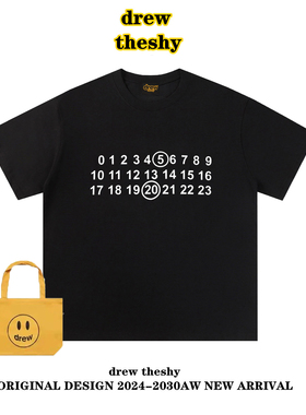 drew明星款MM520印花短袖t恤男女夏季小众潮牌纯棉宽松百搭情侣装