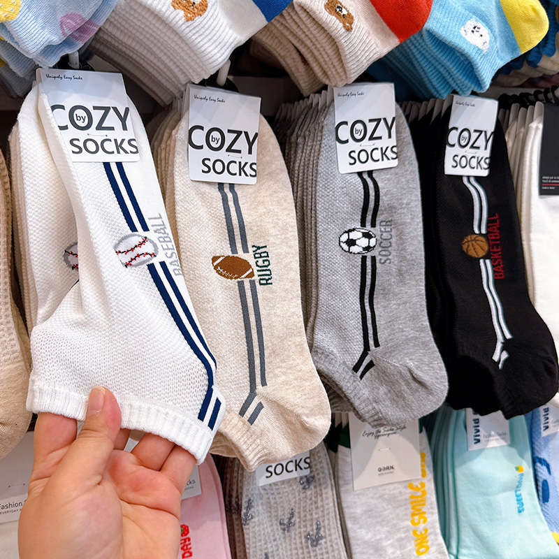 COZY韩国进口男士东大门袜子薄棉短筒镂空网眼休闲吸汗低帮船袜男