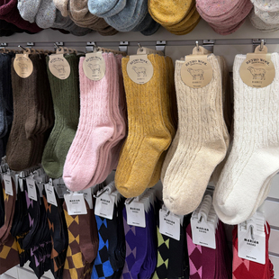 BIARRITZ纯色羊毛加厚保暖外穿中筒袜 韩国进口东大门袜子女秋冬季