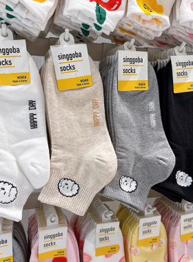 韩国进口袜子短袜春夏季东大门新款束口吸汗棉质女袜透气白色棉袜