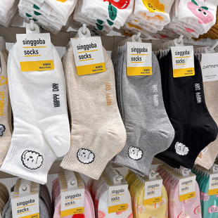 韩国进口袜子短袜春夏季 束口吸汗棉质女袜透气白色棉袜 东大门新款