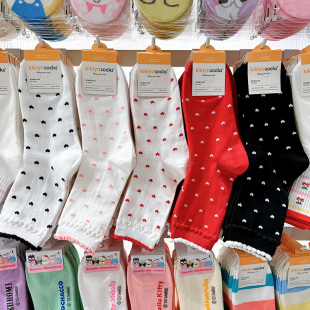 韩国东大门进口kikiyasocks袜子女春秋款 中筒爱心波浪边春秋棉袜