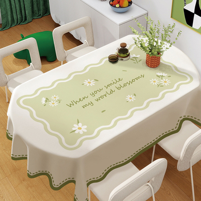 椭圆形桌布防水防油免洗长方形2025新款餐桌布茶几布小清新小羊皮