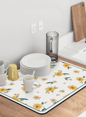 厨房沥水垫子吧台硅藻泥吸水杯垫茶台隔热垫子碗盘杯子免洗干燥垫