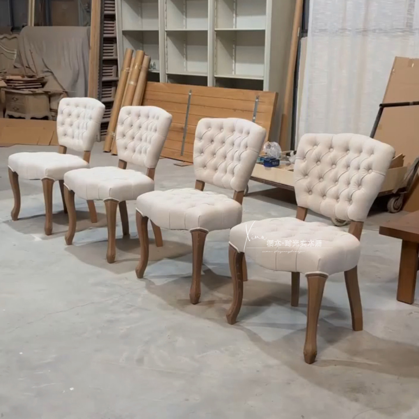 美式乡村实木餐椅现代简约梳妆椅