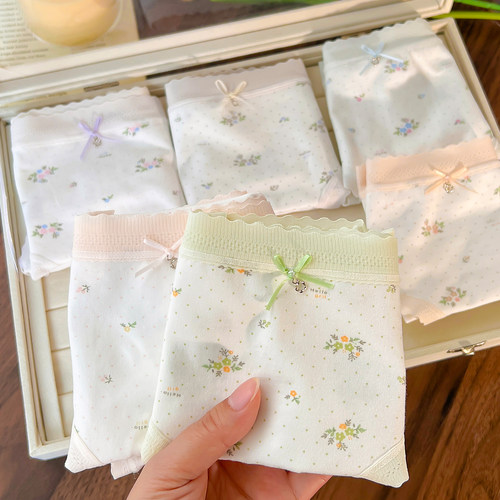 碎花裙摆~内裤女生纯棉裆甜美舒适透气新款日系少女蕾丝边三角裤