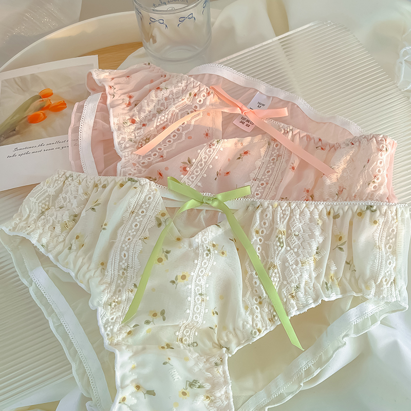 伊甸花园~日系纯欲甜美蕾丝刺绣镂空纯棉裆轻薄粉色包臀2025新款