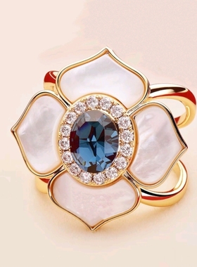 简约百搭天然贝壳四叶草高档水晶丝巾扣环衣角扣真丝围巾扣