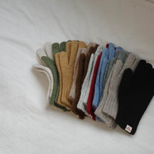 毛线针织贴标可露指触屏分指手套