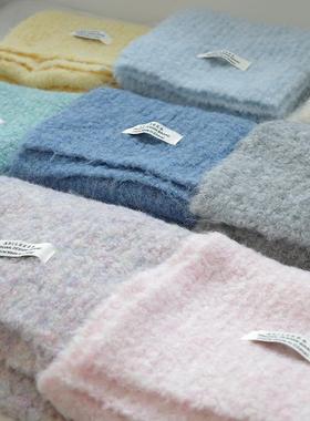 小物商店 圈圈毛感松软针织毛线纯色百搭布标小围巾 包邮