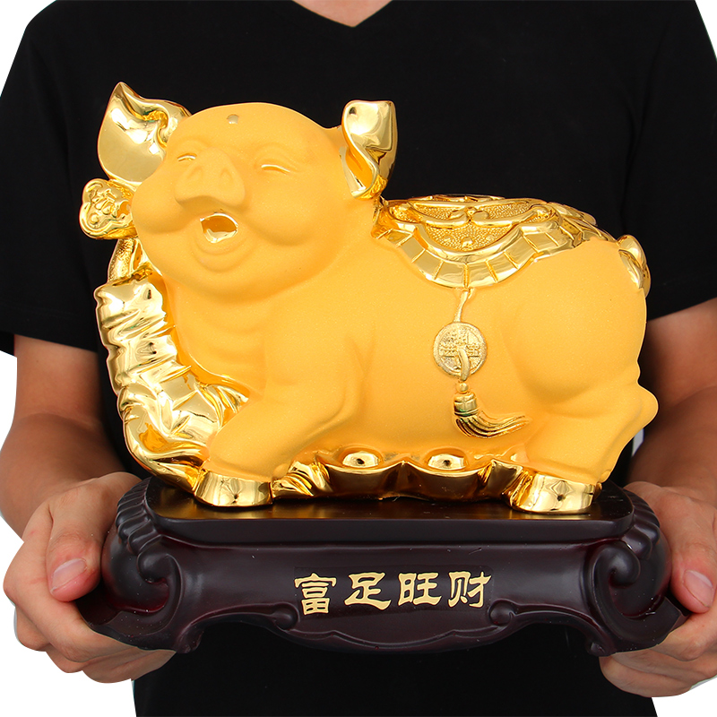 福运如虹十二生肖猪摆件大号 招财发财工艺礼品猪摆设风水装饰品