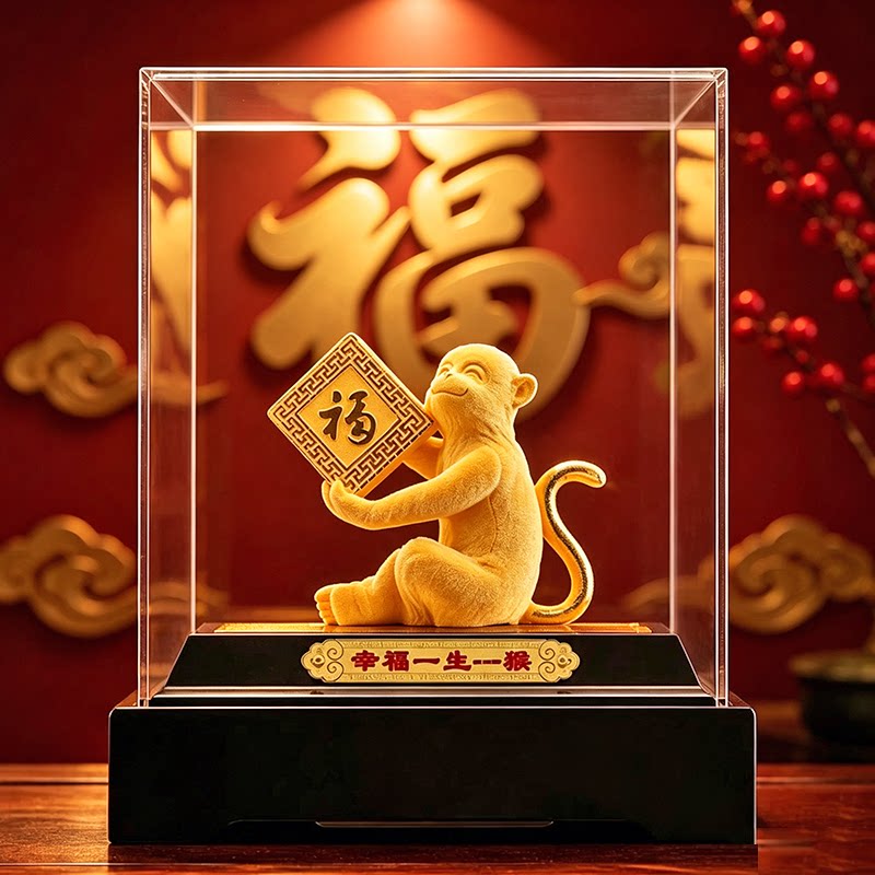 十二生肖猴吉祥物带罩摆件乔迁