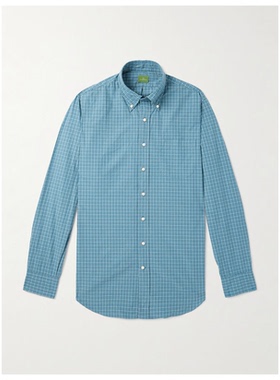 SID MASHBURN 领尖带扣式衣领格纹府绸衬衫男户外衬衫商务休闲