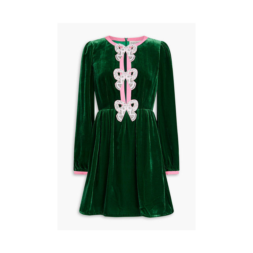 SALONI Camille 精饰金属感天鹅绒迷你连衣裙女婚礼裙仙女裙OL