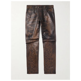 424 男 直筒豹纹皮裤