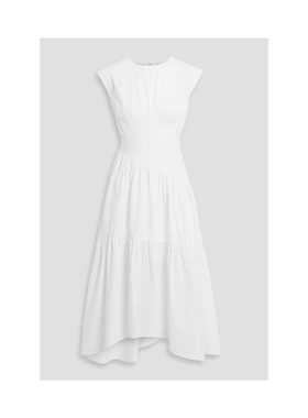 Frame Denim 褶皱泡泡纱中长连衣裙女婚礼裙insOL风百搭仙女裙