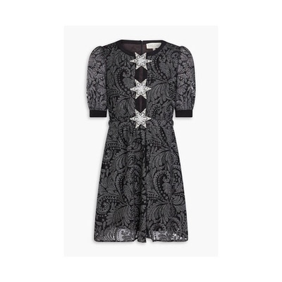 SALONI Aura 金属感刺绣薄纱迷你连衣裙女婚礼裙百搭仙女裙伴娘