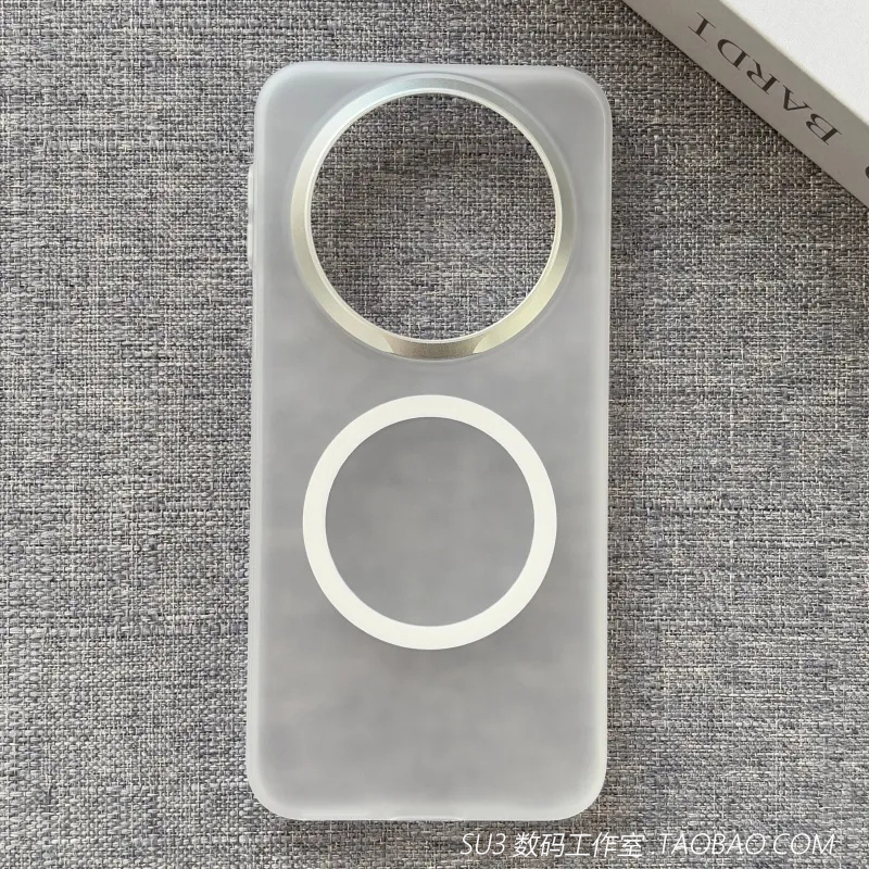 磨砂白色半透明磁吸适用华为mate80promax手机壳mate80pro金属镜框简约亚克力小米17硬壳17promax苹果Magsafe