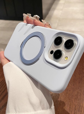 耐脏baby奶蓝色带磁吸支点支架一体适用15小米14手机壳13软糯液态硅胶14pro简约高级强吸力Magsafe充电防摔大