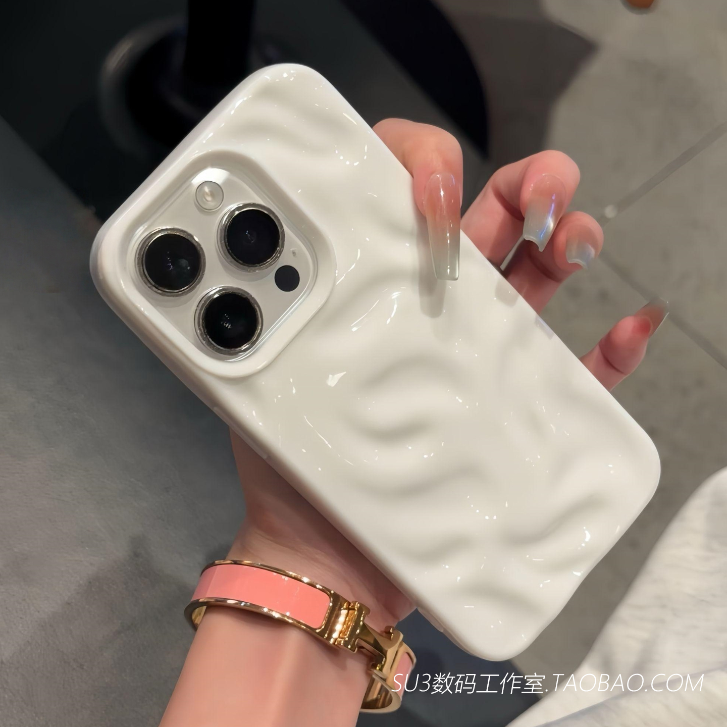 月光白色波纹适用Pura80pro华为mate70/60手机壳p50光面40立体+褶皱nova14ultra果冻13防摔12软90荣耀400全包
