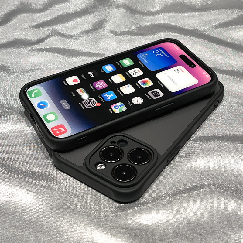 高级感磨砂黑色适用苹果14/15pro手机壳max硅胶iPhone14plus四角防摔13promax全包12套11半透明硬女男防指纹