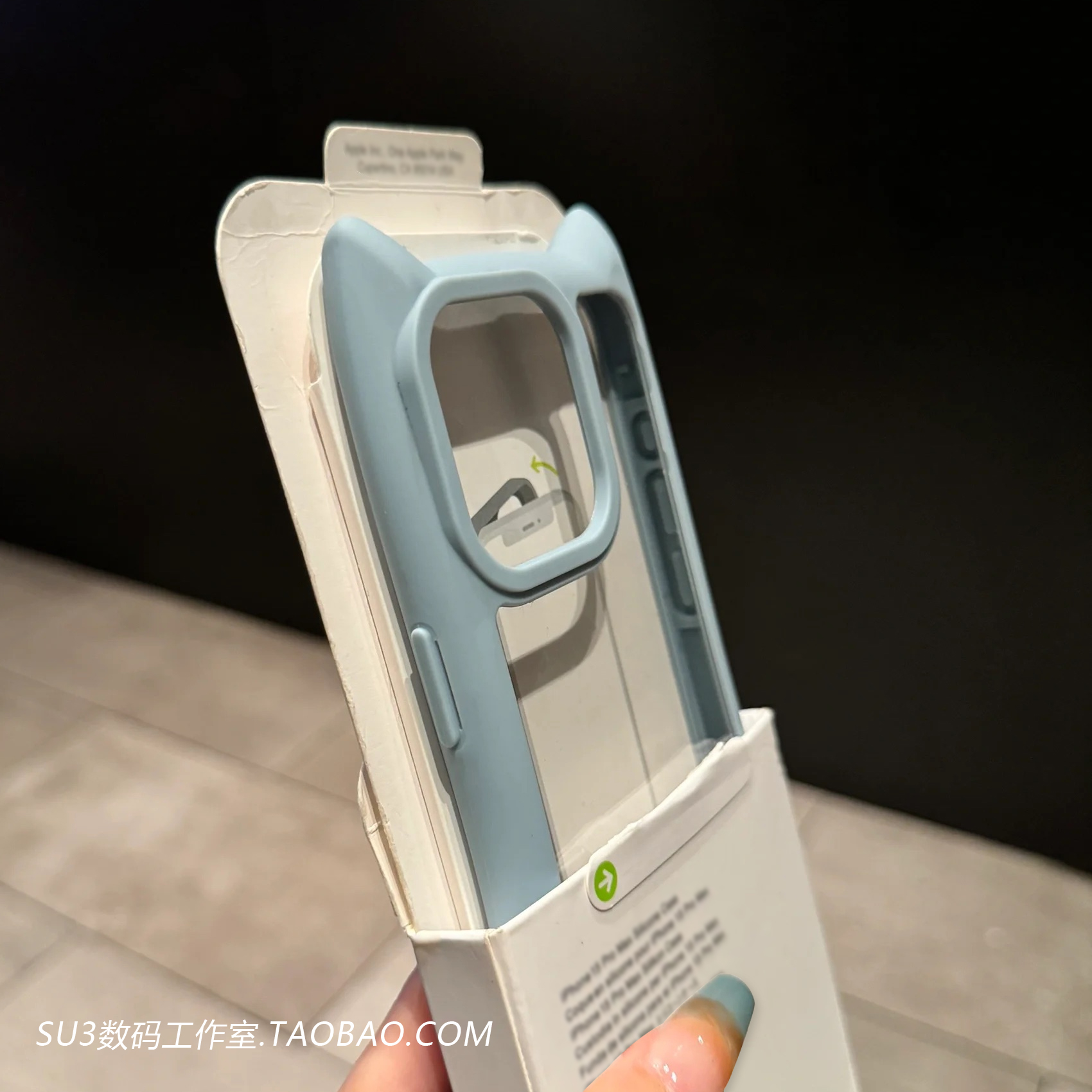 奶蓝色边框猫耳朵立体适用小米14pro手机壳14ultra红米note13气囊防摔透明亚克力不包镜头简约硅胶网红小红色