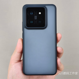 肤感蓝猩黑色边框13pro适用mix4小米15/14手机壳note12Tpro+护甲11大孔红米Turbo3简约k70防摔微磨砂硬壳软男