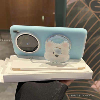 西高地小狗转转磁吸支架适用15ultra小米15手机壳14pro液态硅胶13红米K80耐脏黄K70至尊版小众Baby蓝色防摔女