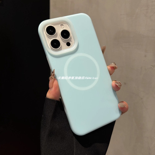 Baby蓝磁吸充电液态硅胶14适用iPhone苹果15/16pro手机壳max奶蓝色13橡皮擦12果冻11不发黄plus高级感magsafe