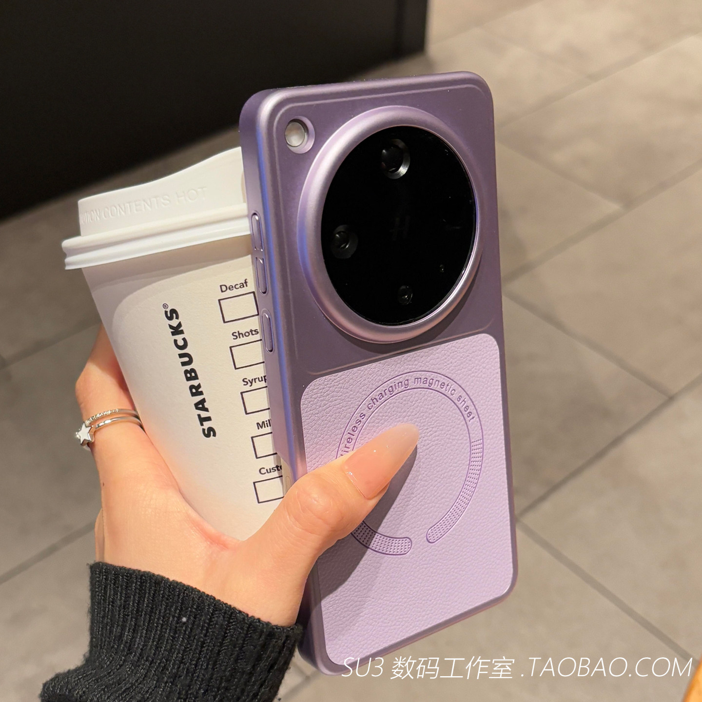 紫色荔枝皮纹磁吸充电适用Pura90华为mate80/70pro手机壳60高级+畅享90promax荣耀500简约magic8电镀Air素皮