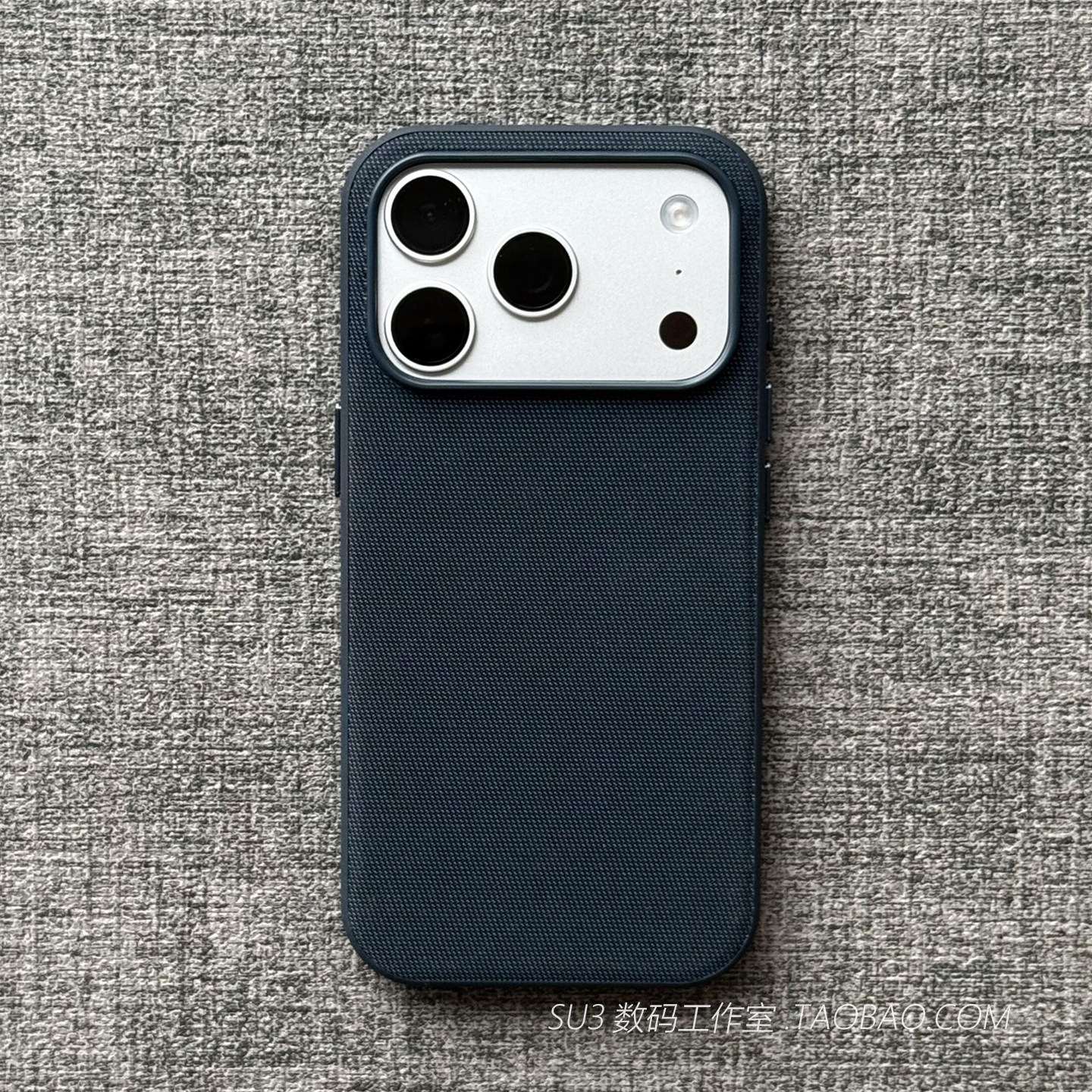 MagSafe磁吸科技织物手机壳适用iPhone16苹果17promax午夜蓝色15商务plus防摔14硅胶13布纹Air磨砂12高级质感 - 实物图