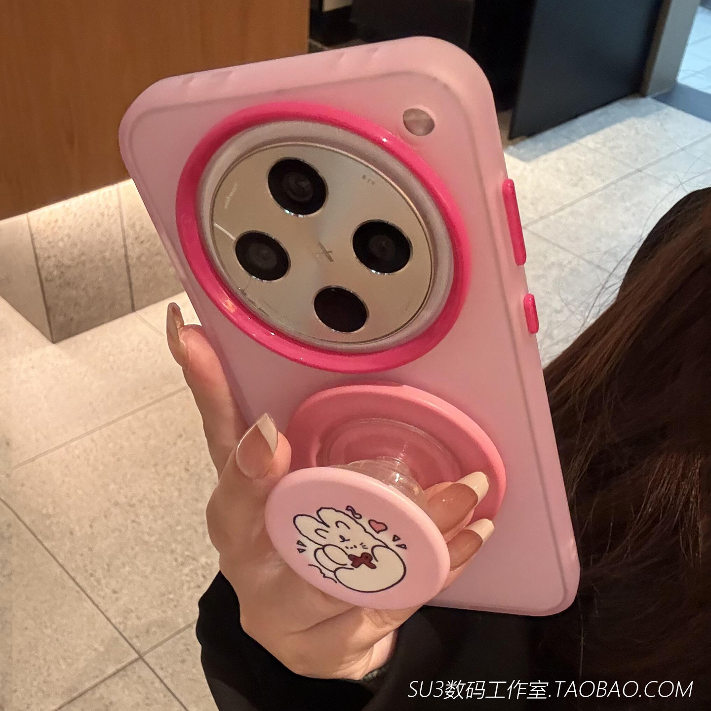 vivoX200pro可爱mini粉色兔子磁吸支架x200s适用oppoFindX8s手机壳Ultra玫红Reno14pro磨砂13小众12防摔女s20