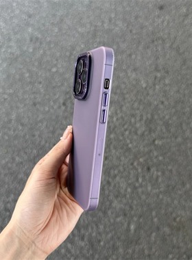 半透明磨砂透紫适用小米14手机壳13pro金属镜头圈14pro小米13大孔暗紫色PC全硬壳裸机手感纯色简约超薄高档女