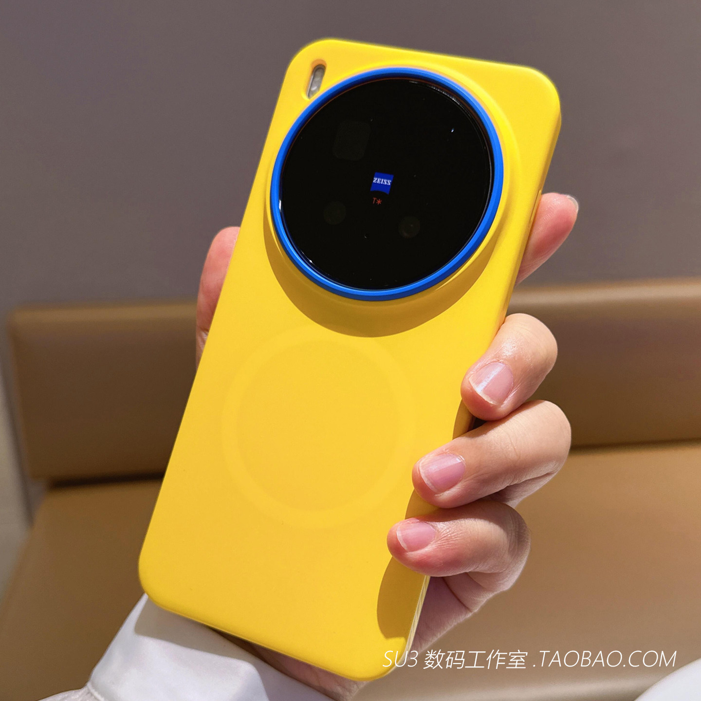 内置磁吸充电蓝撞色镜框适用华为mate80手机壳60/70pro+黄色max简约Pura80ultra荣耀magic8磨砂7硬壳轻薄防摔