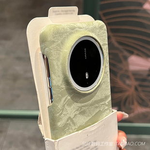 金丝绒布纹咸菜橄榄绿适用华为mate80Promax手机壳70Air高级感60简约Pura80半包ultra网红小众magic8硬壳女