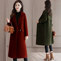 Áo khoác len nữ Qi Qiudong mới trong phần dài của áo len mỏng tay dài khí chất nữ - Trung bình và dài Coat áo khoác dạ