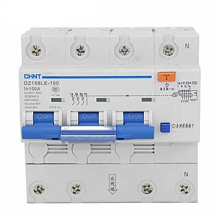正泰 大电流漏电保护器 断路器 漏保 DZ158LE-100 3P+N 100A NC