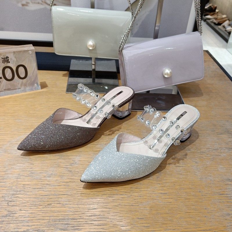 2019商場夏季新款時尚水晶女鞋粗高跟涼鞋亮片女涼拖鞋9YD59BH9在類目 女鞋, 涼鞋中 - 來自Buy2taobao.com提供專業的淘寶代購服務