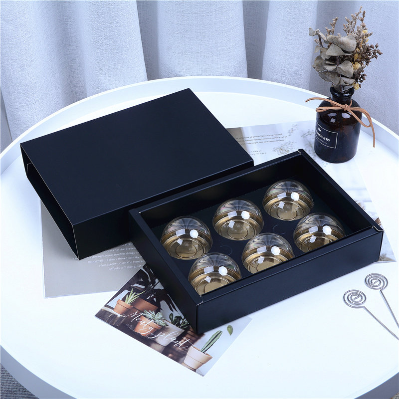 4粒6粒黑色月饼蛋黄酥流心酥雪媚娘包装盒牛轧糖雪花酥饼干盒10个