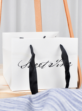 10个白色 sweet time手提袋 手拎袋纸袋包装袋礼物袋礼品烘焙袋子