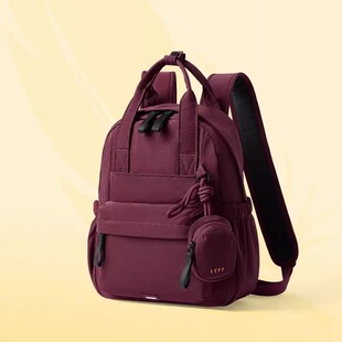 莱夫新款红色敦敦包休闲双肩包女通勤轻量化迷你背包户外通勤