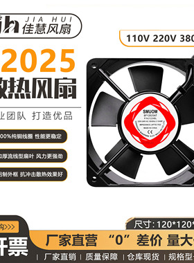 12025轴流风机 110/220V双滚珠轴承全铜静音12CM机柜机箱散热风扇