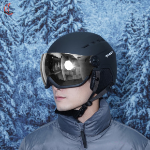 MOON专业滑雪头盔亚洲头型男女单双板雪镜眼镜一体式 滑雪盔帽护具