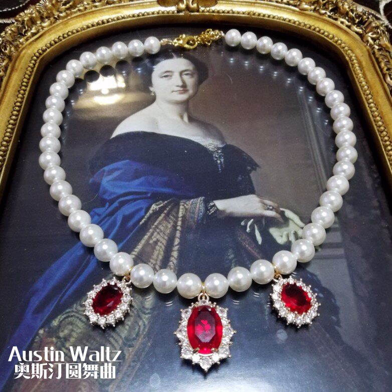 奥斯汀圆舞曲【芙蕾雅】系列红色复古珍珠项链lolita饰品