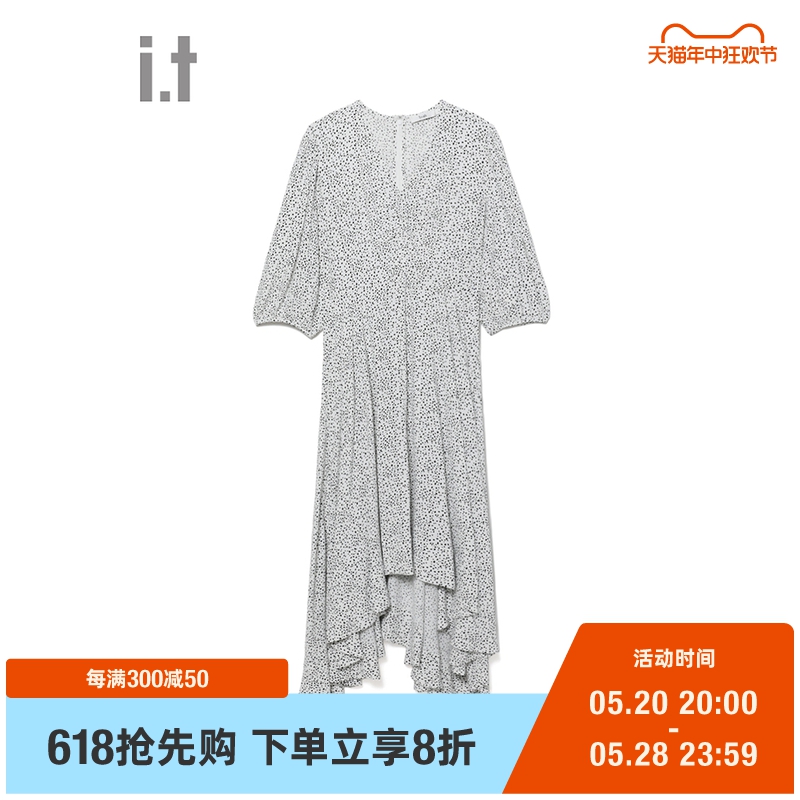 it b+ab女装中袖连衣裙时尚夏季新品时髦个性设计感休闲长裙1138S